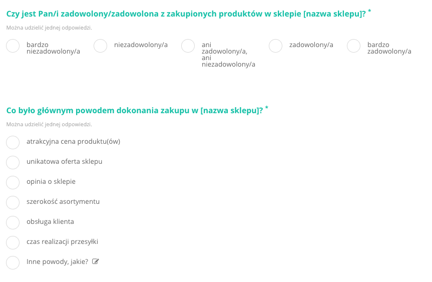 Przykładowa ankieta badania satysfakcji klientów